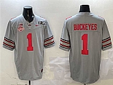 Men's Ohio State Buckeyes #1 Buckeyes Grey 2025 CFP Final With National Champions Patch F.U.S.E. Vapor Limited Stitched Football Jersey,baseball caps,new era cap wholesale,wholesale hats